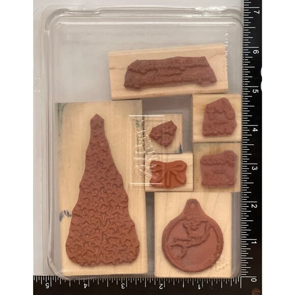 Stampin Up! PEACE ON EARTH WOOD Rubber Stamp Set OF 7 WORLD CHRISTMAS TREE STAR - Picture 3 of 4